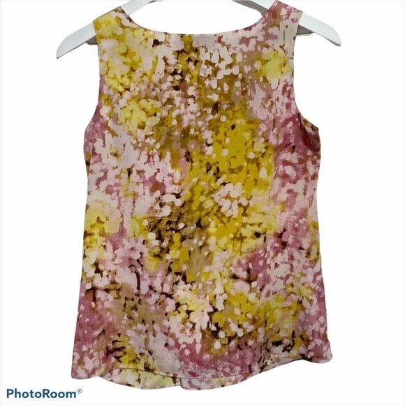 LOFT SleevelessWatercolor Floral Blouse Top SP PS Career Office Corpcore - Picture 3 of 4